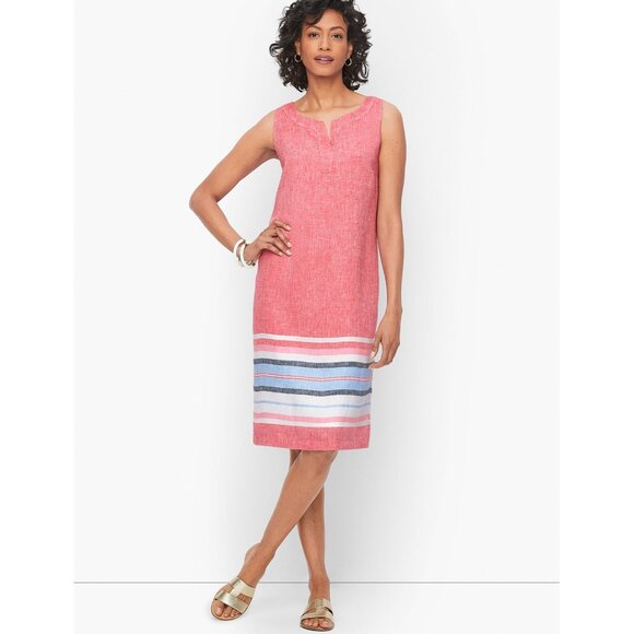 Talbots Linen Shift Dress Seaside Stripe Sleeveless Sz 10 (Medium) Womens Red - Picture 8 of 15